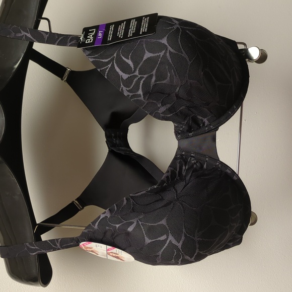 38D Bali Beauty Lift Invisible Support Convertible Strap Underwire Bra Nwt black - Picture 3 of 6